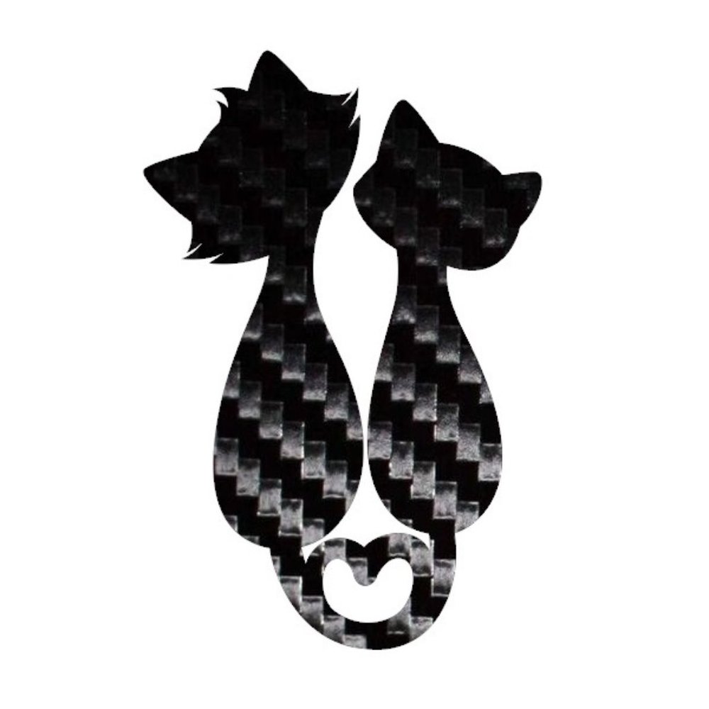 4 Pack Cat Love Sticker Black Carbon Fiber Vinyl Decal Logo Laptop Window